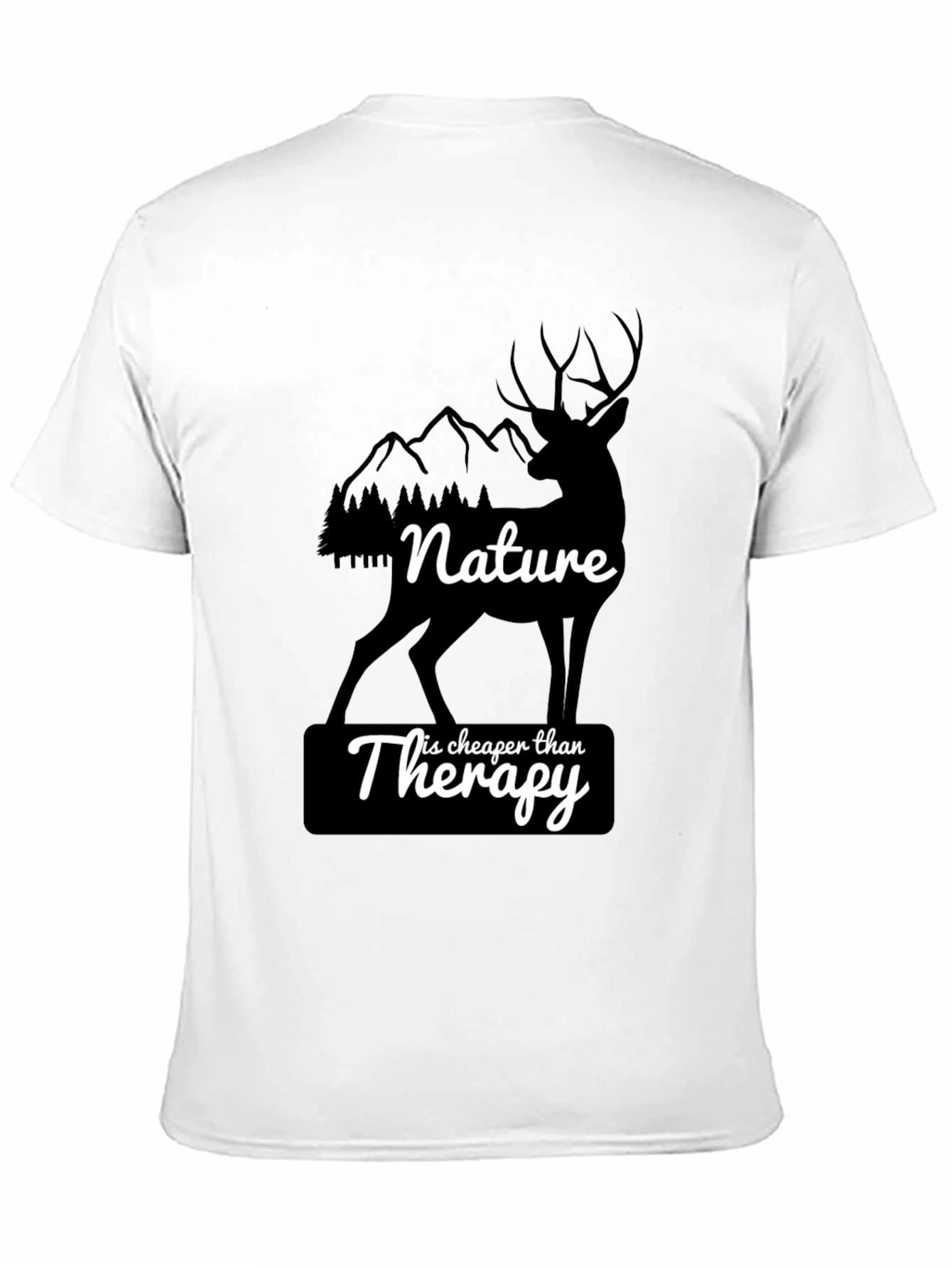 Nature Therapy T-Shirt - Deer and Mountain Design