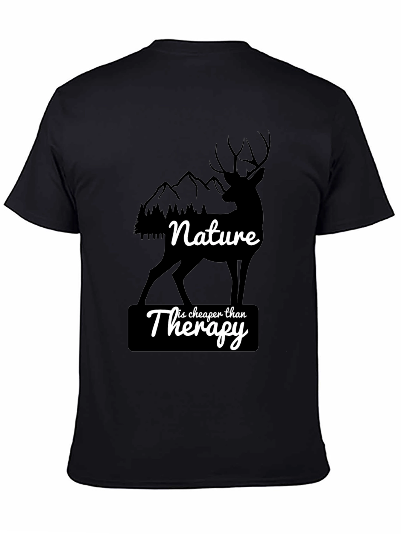 Nature Therapy T-Shirt - Deer and Mountain Design
