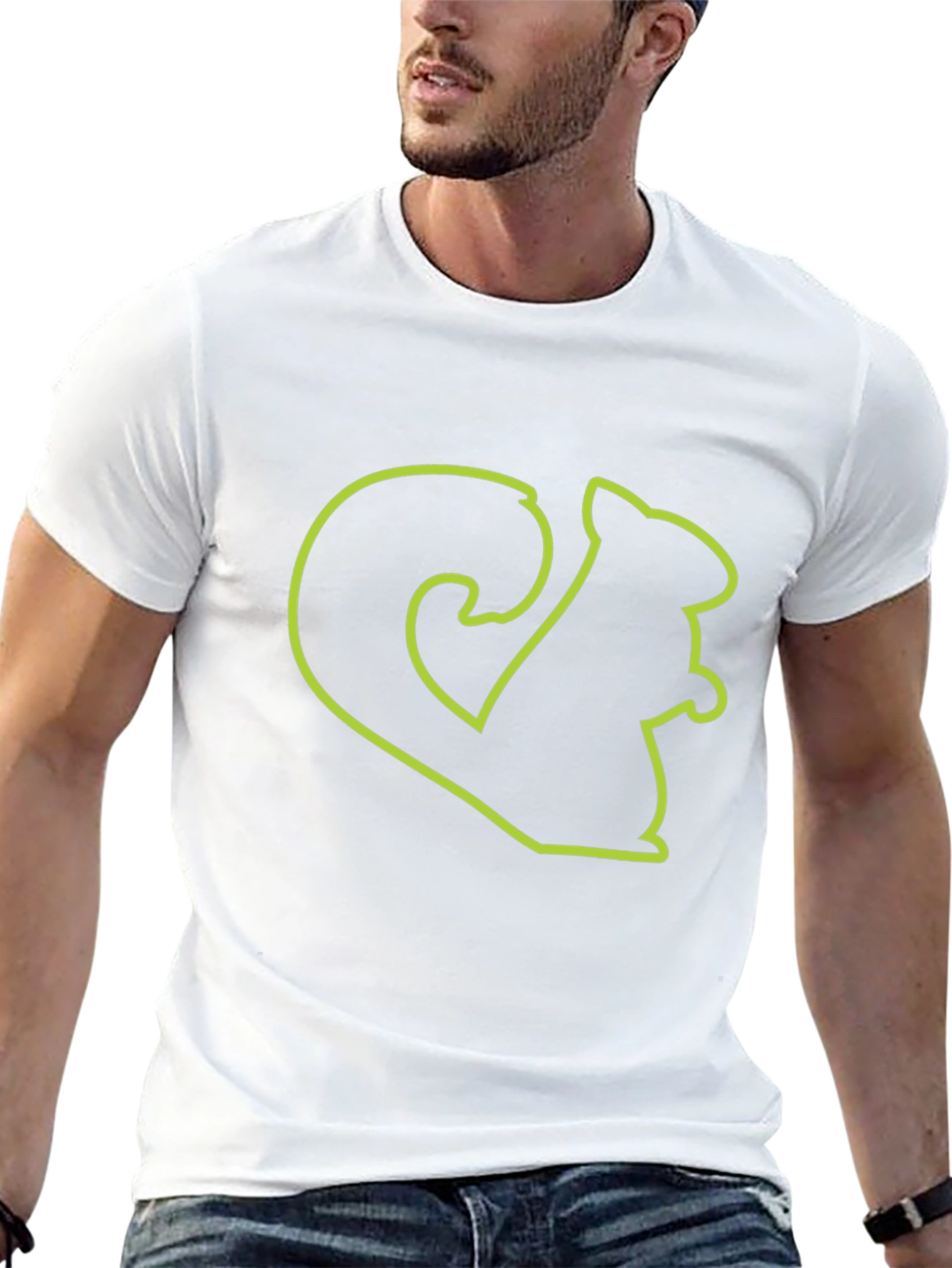Squirrel Outline Graphic Tee - Black