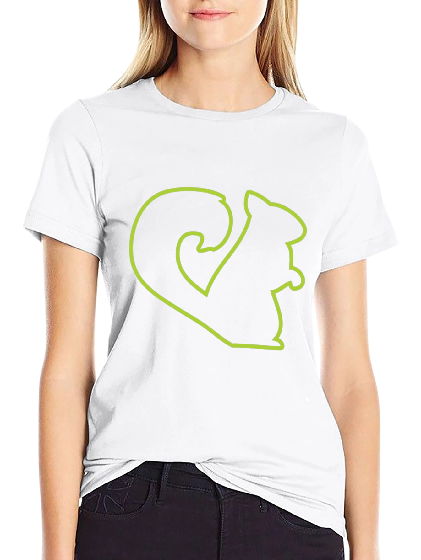 Squirrel Outline Graphic Tee - Black