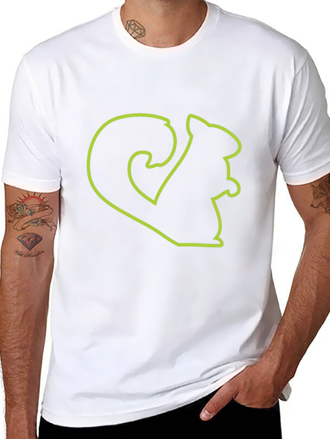 Squirrel Outline Graphic Tee - Black