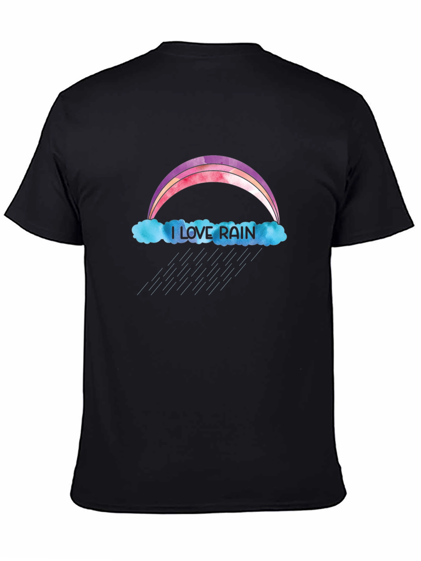 I Love Rain T-Shirt - Rainbow & Cloud Design
