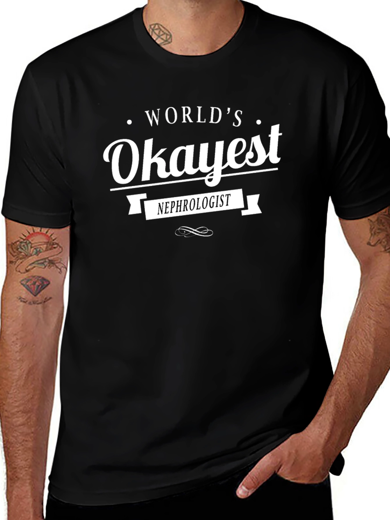 Worlds Okayest Nephrologist Black T-Shirt