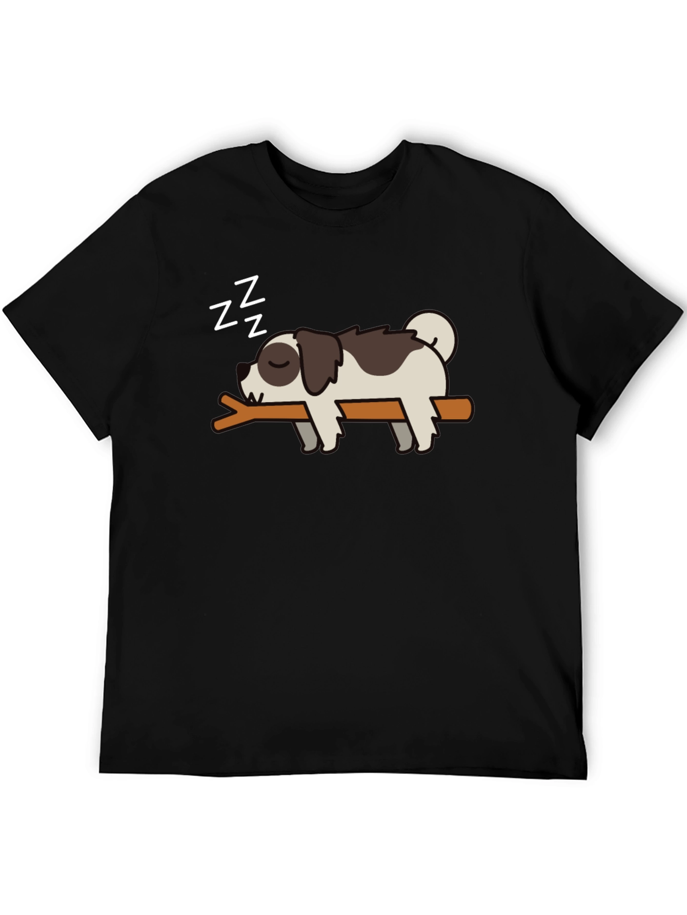 Cute Sleeping Dog T-Shirt - Mens Black Tee