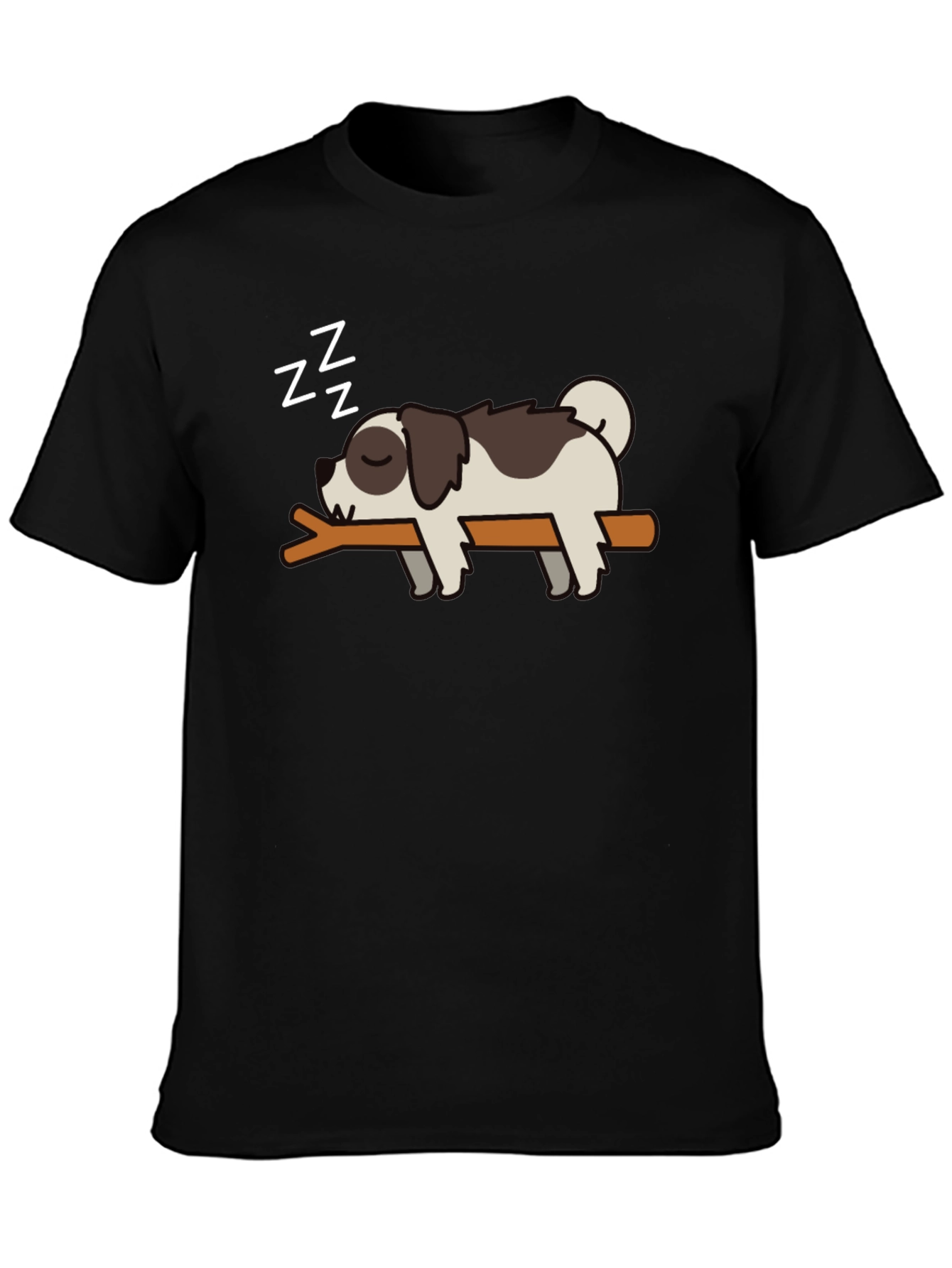 Cute Sleeping Dog T-Shirt - Mens Black Tee