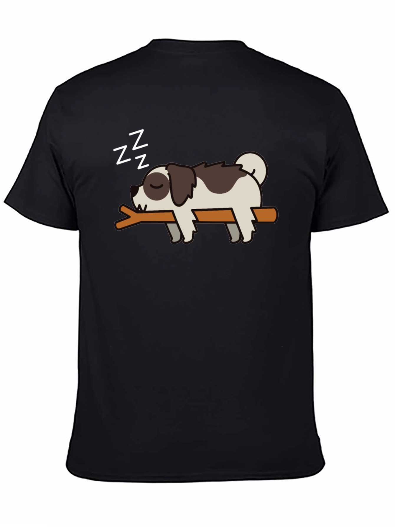 Cute Sleeping Dog T-Shirt - Mens Black Tee