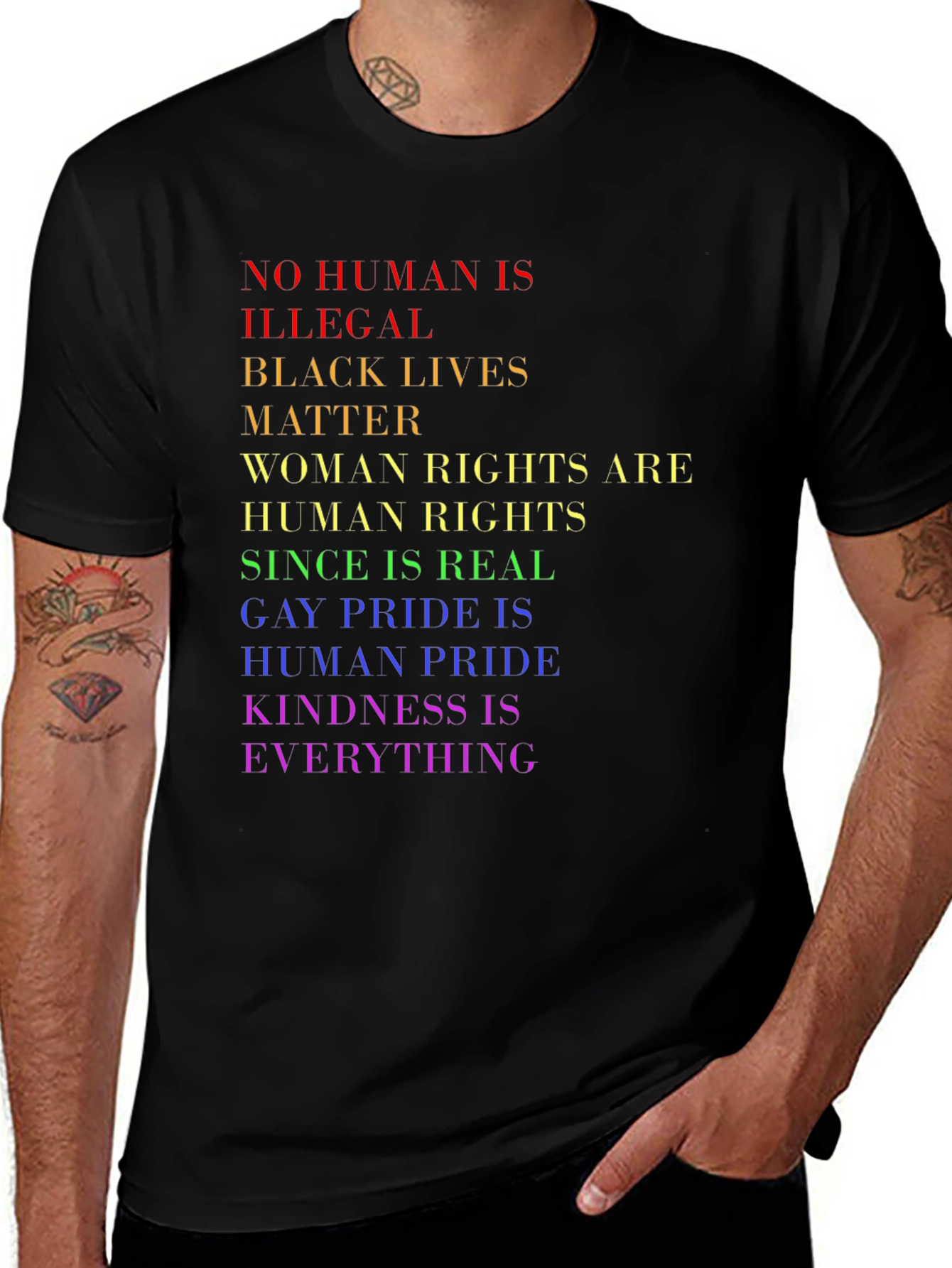 Equality Pride T-Shirt - No Human is Illegal