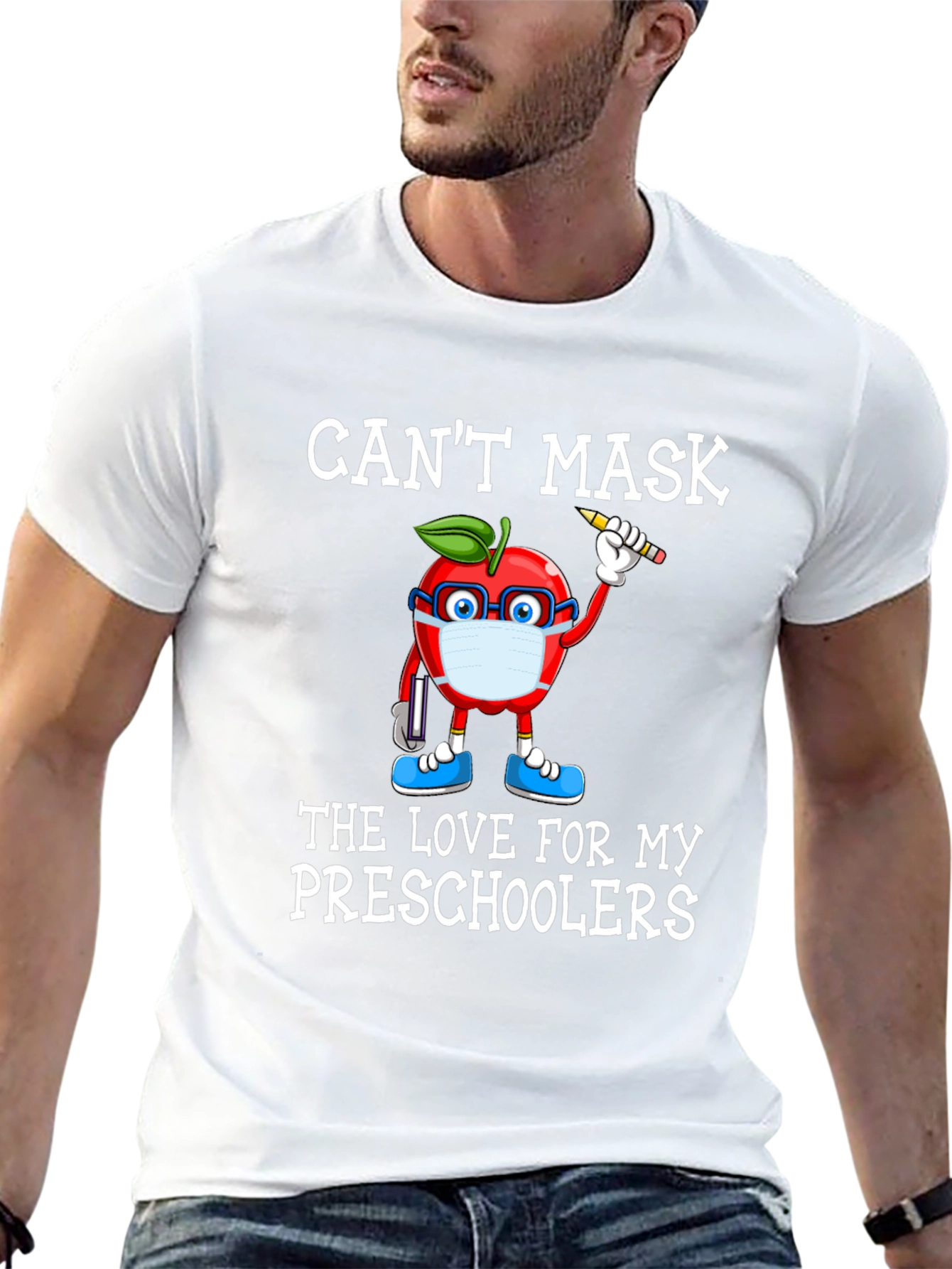 Teacher Apple Mask T-Shirt - Preschool Love