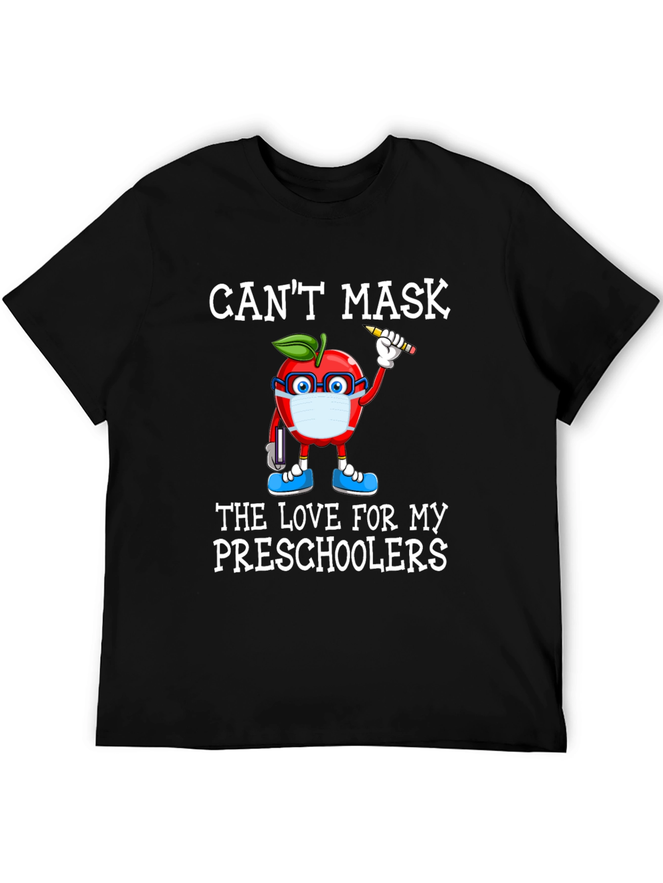 Teacher Apple Mask T-Shirt - Preschool Love