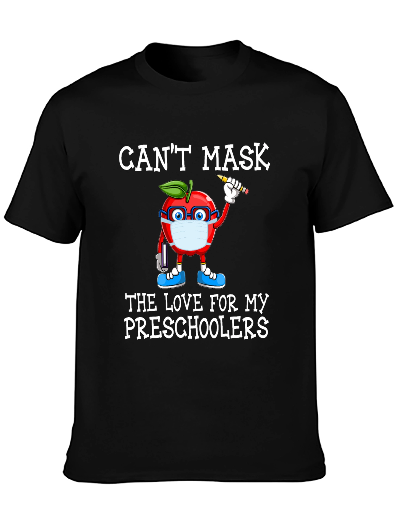 Teacher Apple Mask T-Shirt - Preschool Love