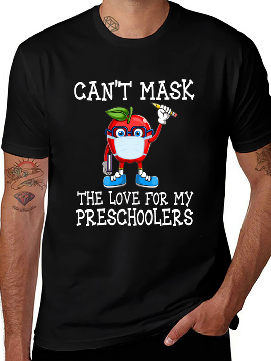 Teacher Apple Mask T-Shirt - Preschool Love