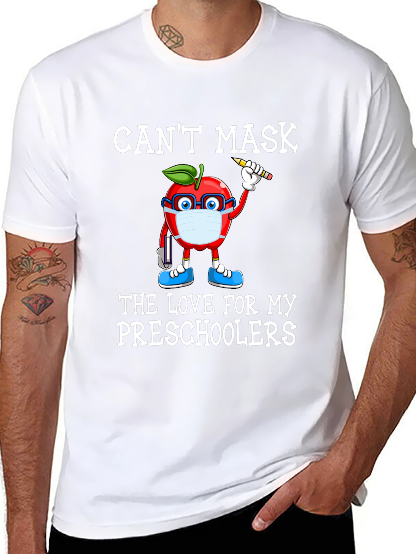 Teacher Apple Mask T-Shirt - Preschool Love