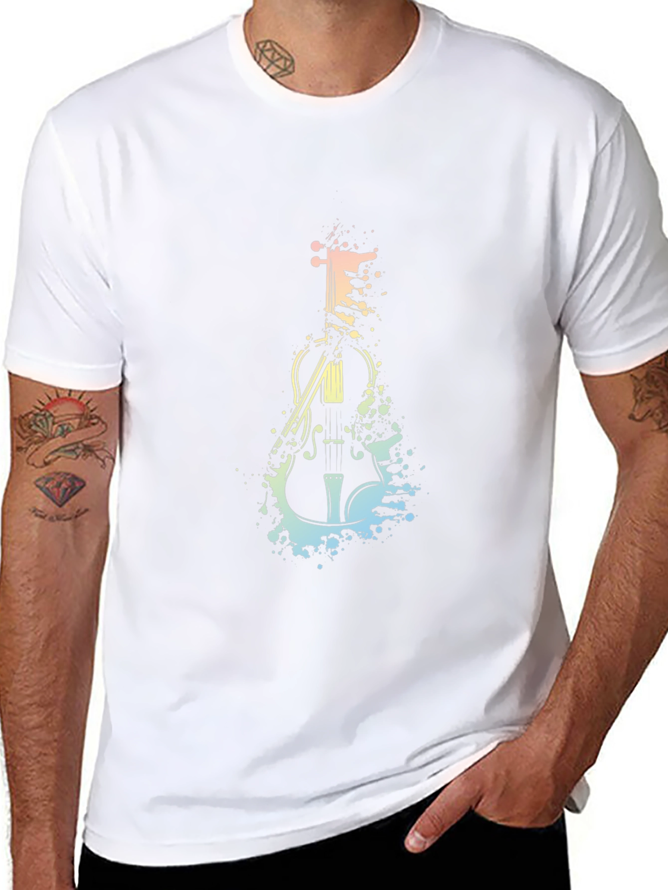 Violin Splash Graphic Tee - Black