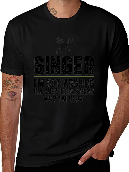 Singer Explaining Rightness Black T-Shirt