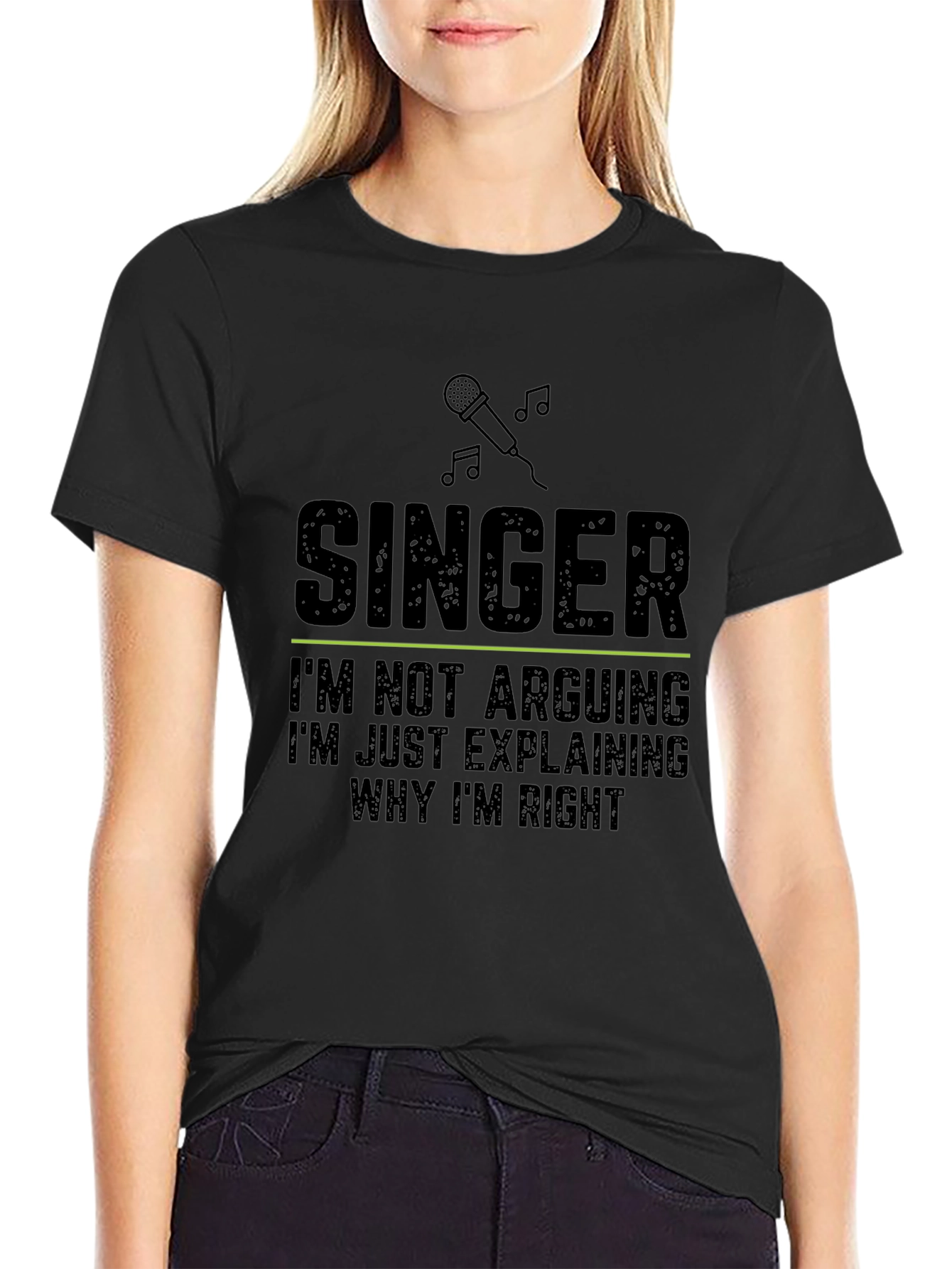 Singer Explaining Rightness Black T-Shirt