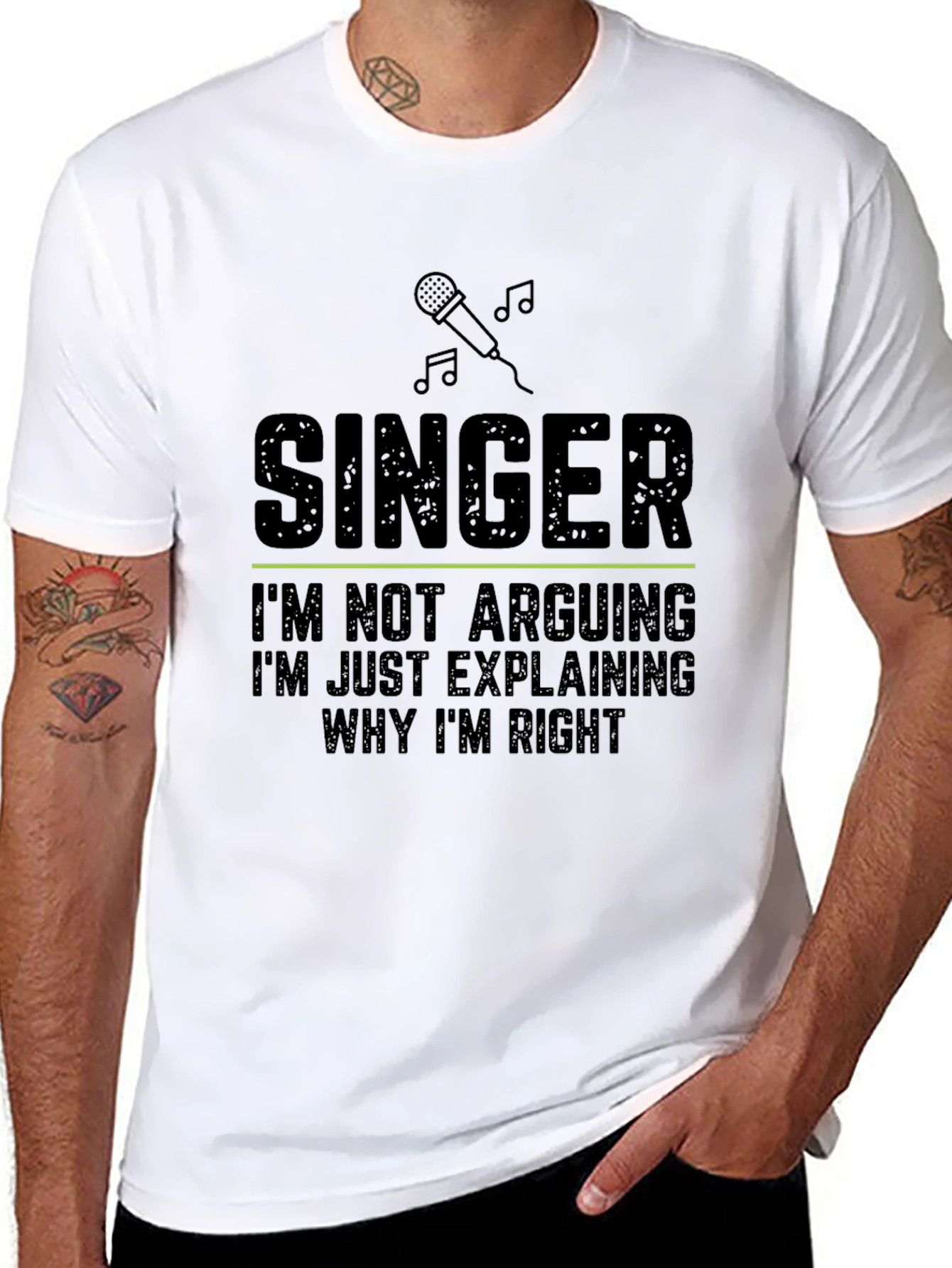 Singer Explaining Rightness Black T-Shirt