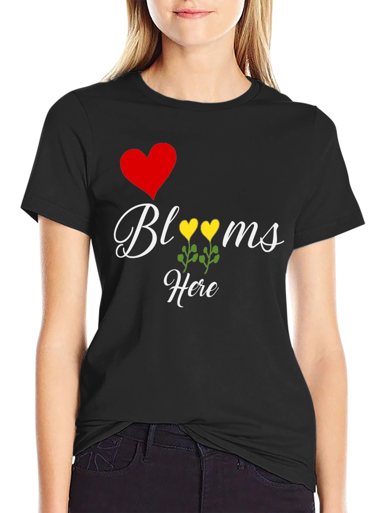 I Heart Blooms Here T-Shirt Black Tee
