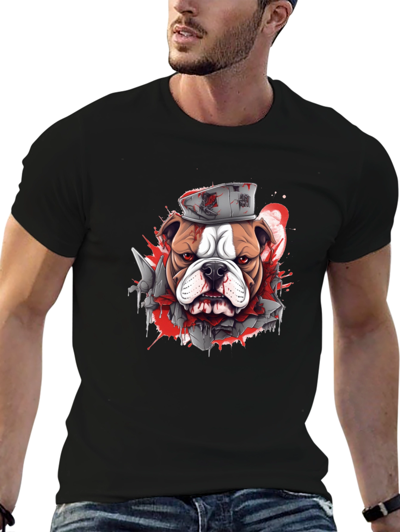 Bulldog Graphic Tee - Edgy Streetwear