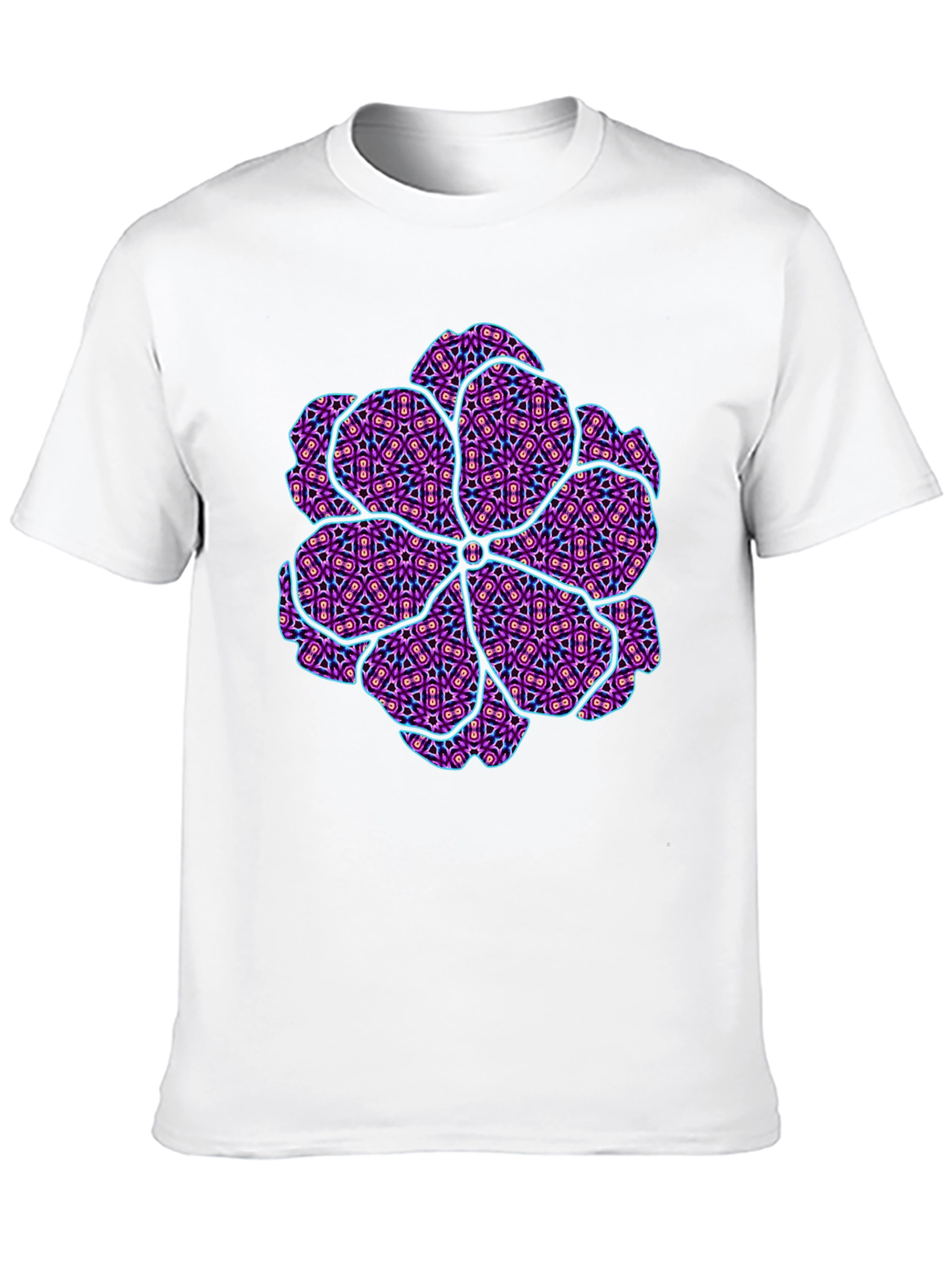 Patterned Flower Graphic Black T-Shirt
