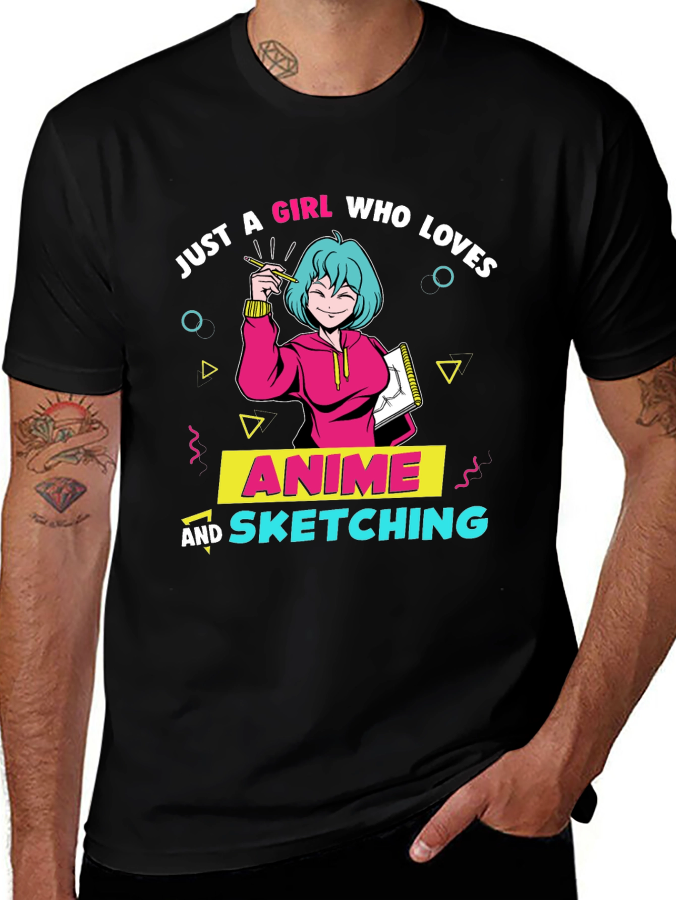 Anime Sketching Girl T-Shirt