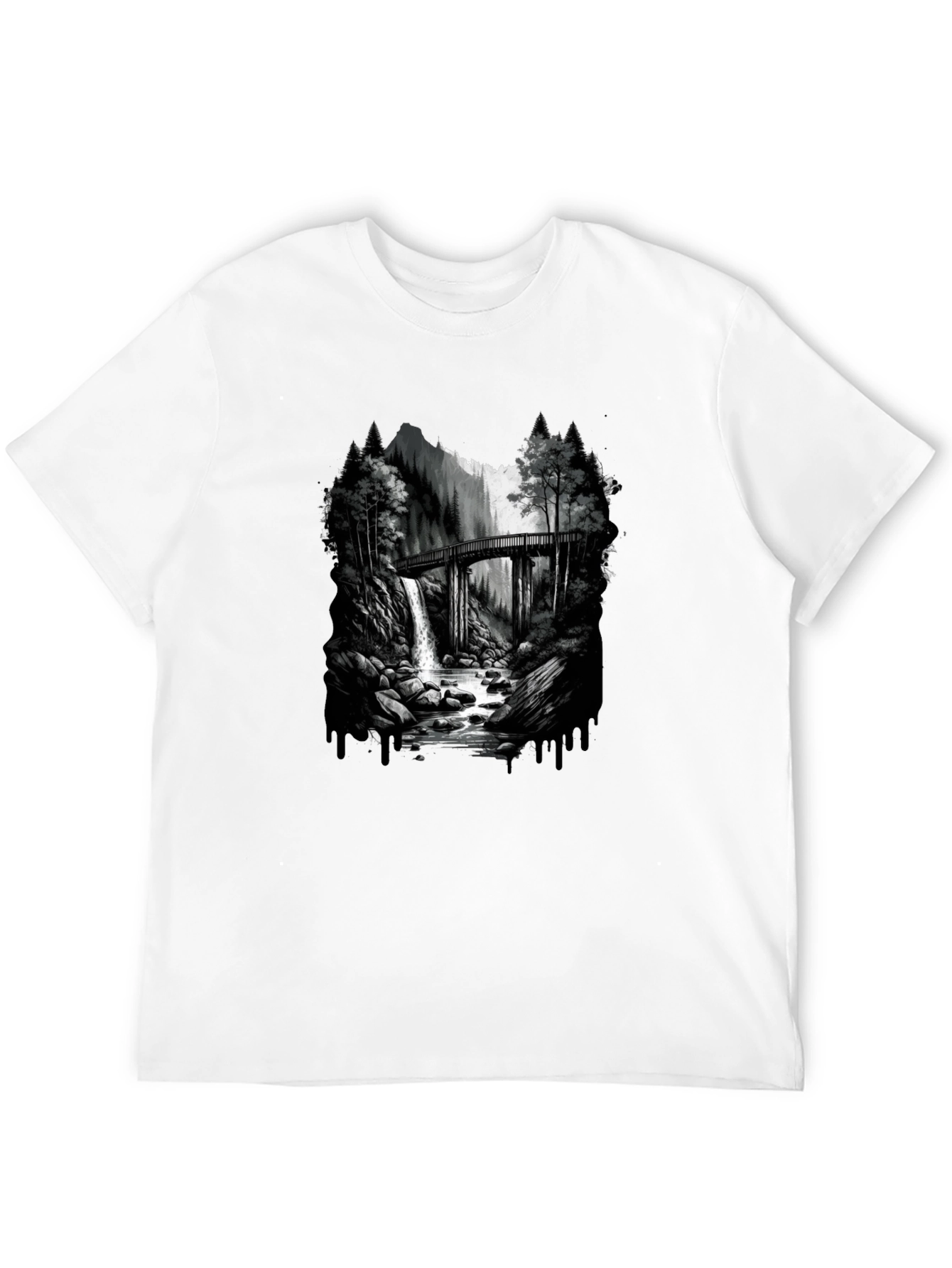 Waterfall Bridge Graphic Tee - Nature Inspired Design