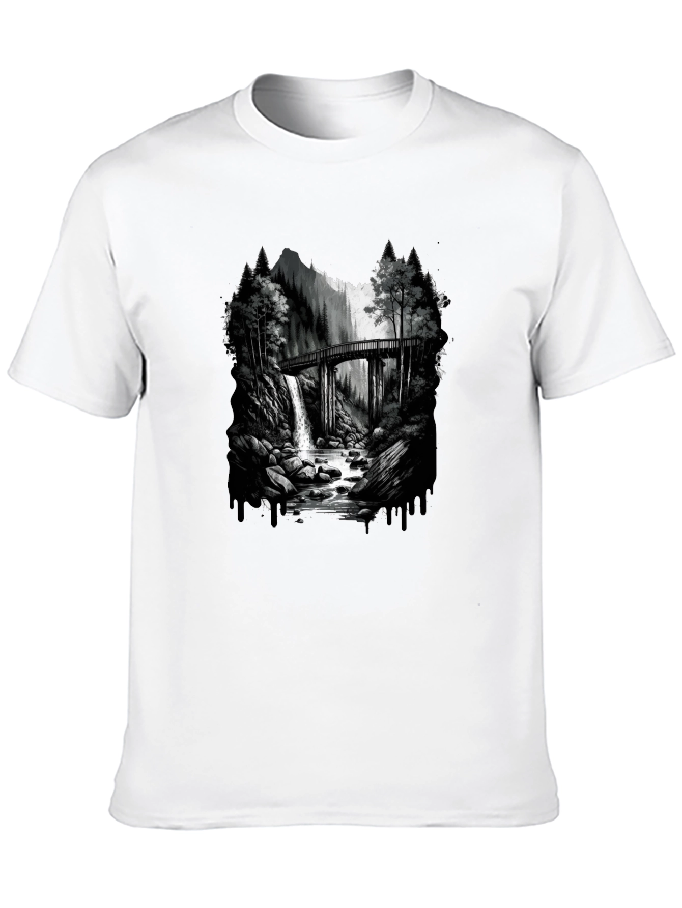 Waterfall Bridge Graphic Tee - Nature Inspired Design