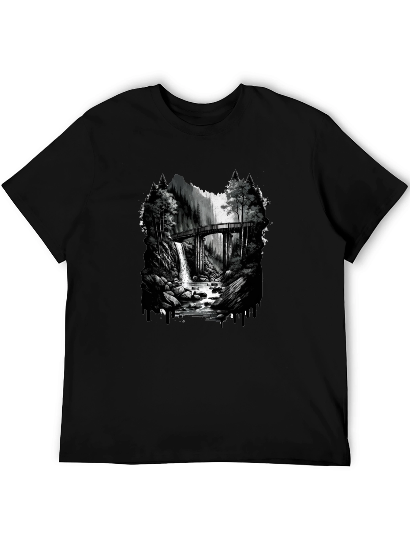 Waterfall Bridge Graphic Tee - Nature Inspired Design