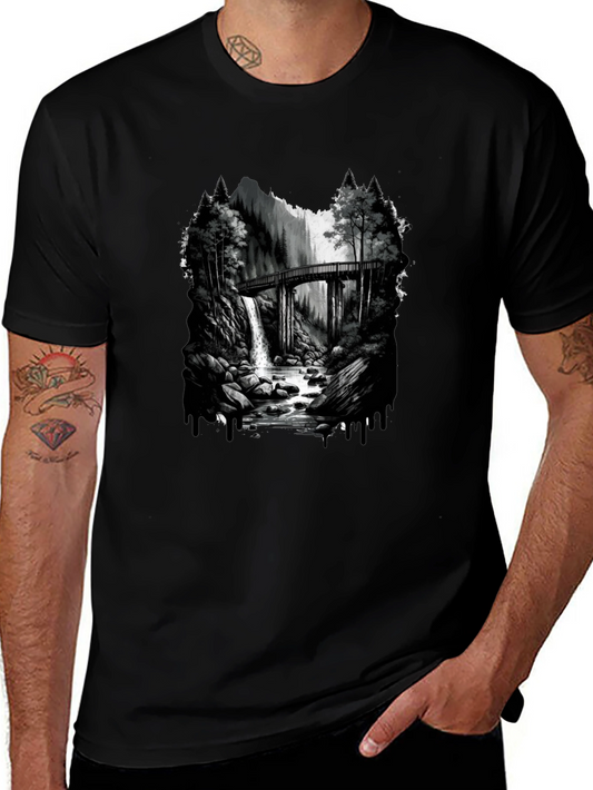 Waterfall Bridge Graphic Tee - Nature Inspired Design