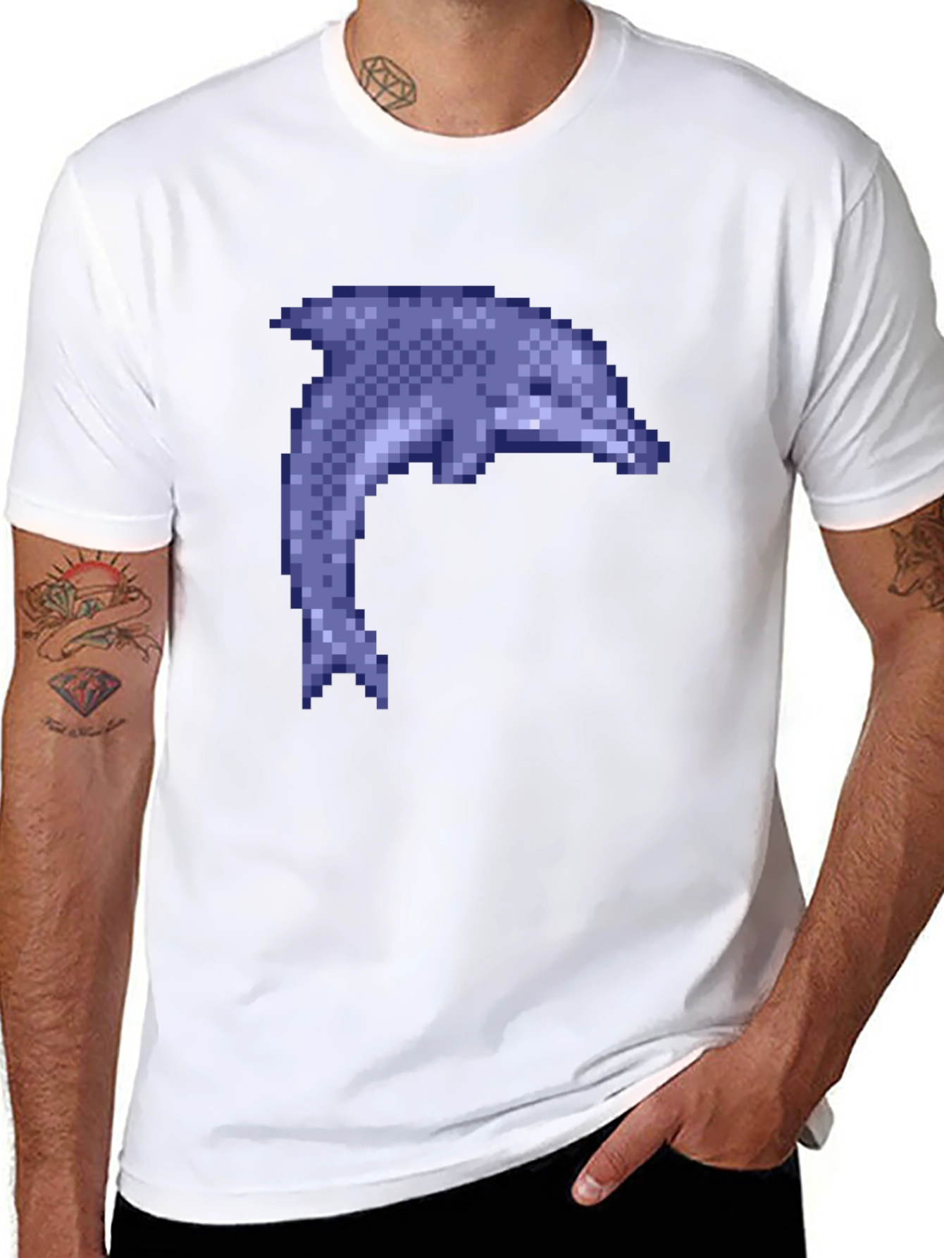 Pixel Dolphin Black T-Shirt