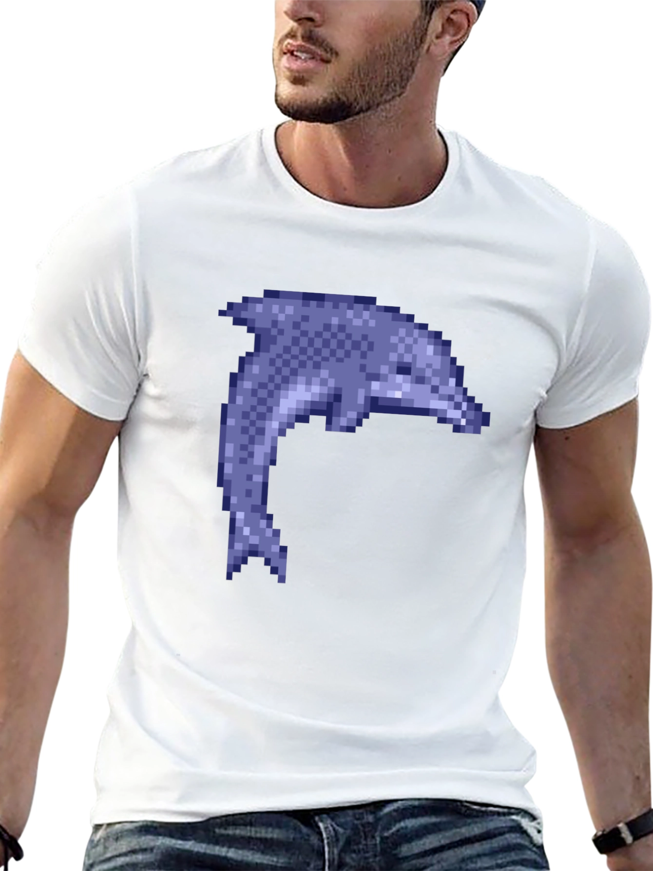 Pixel Dolphin Black T-Shirt