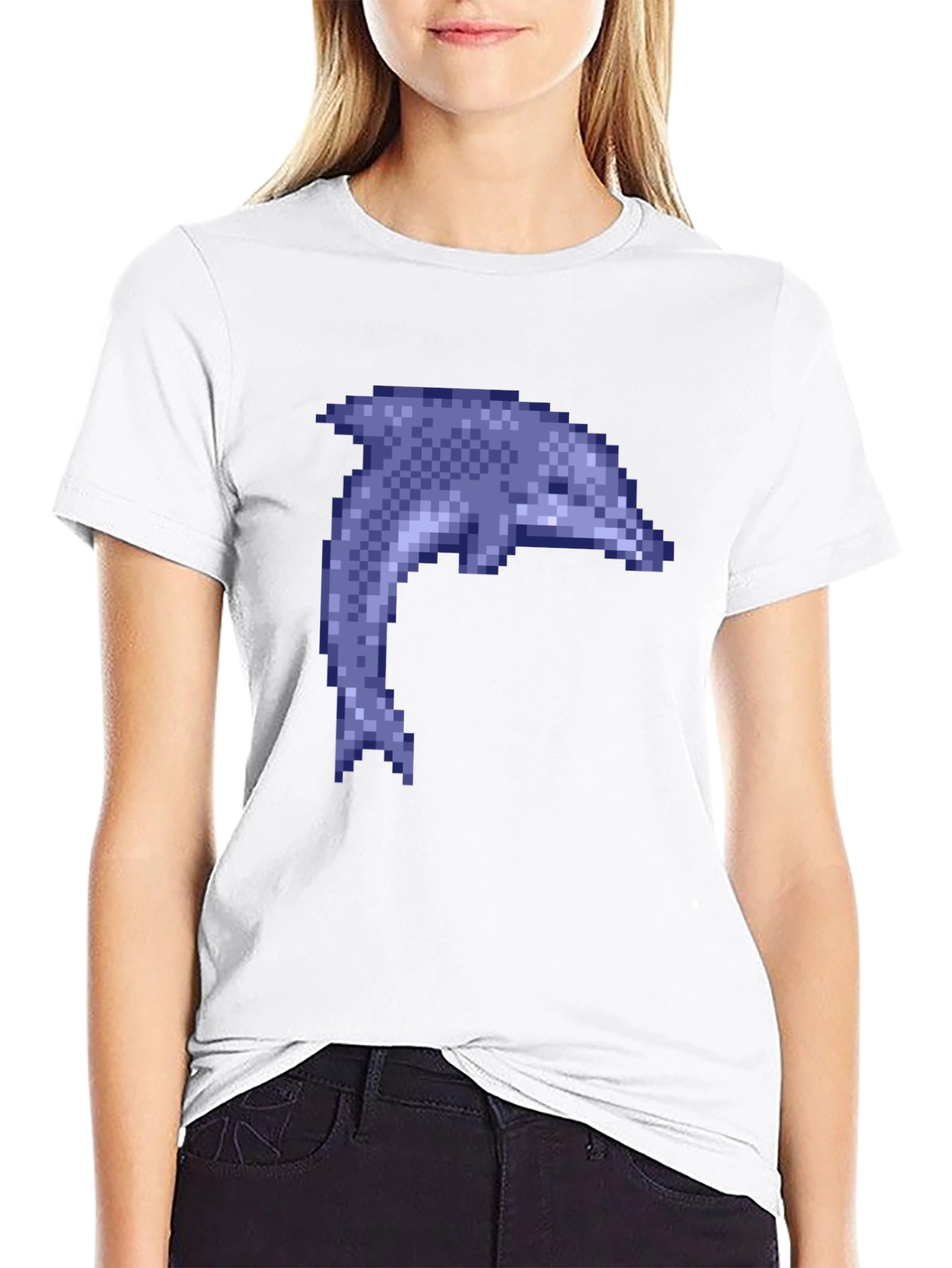 Pixel Dolphin Black T-Shirt