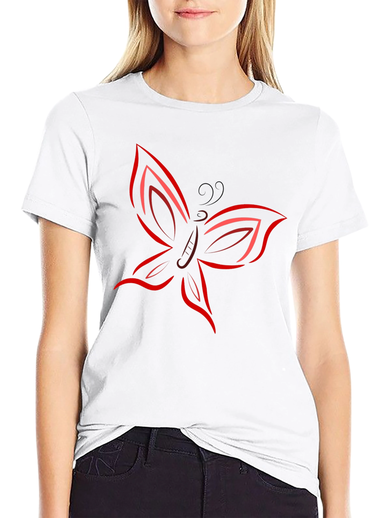 Butterfly Graphic T-Shirt - Bold Red Design