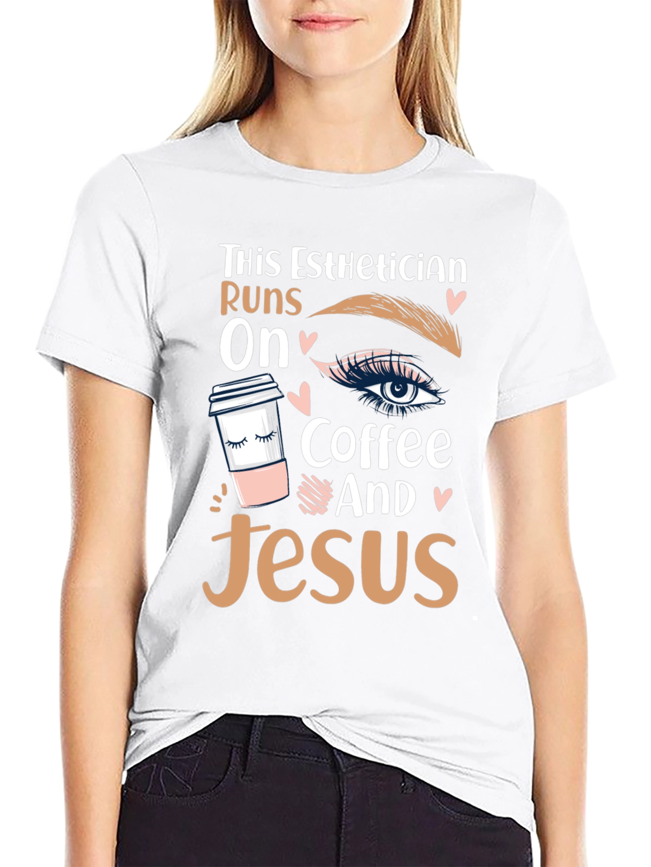 Esthetician Runs on Coffee and Jesus T-Shirt