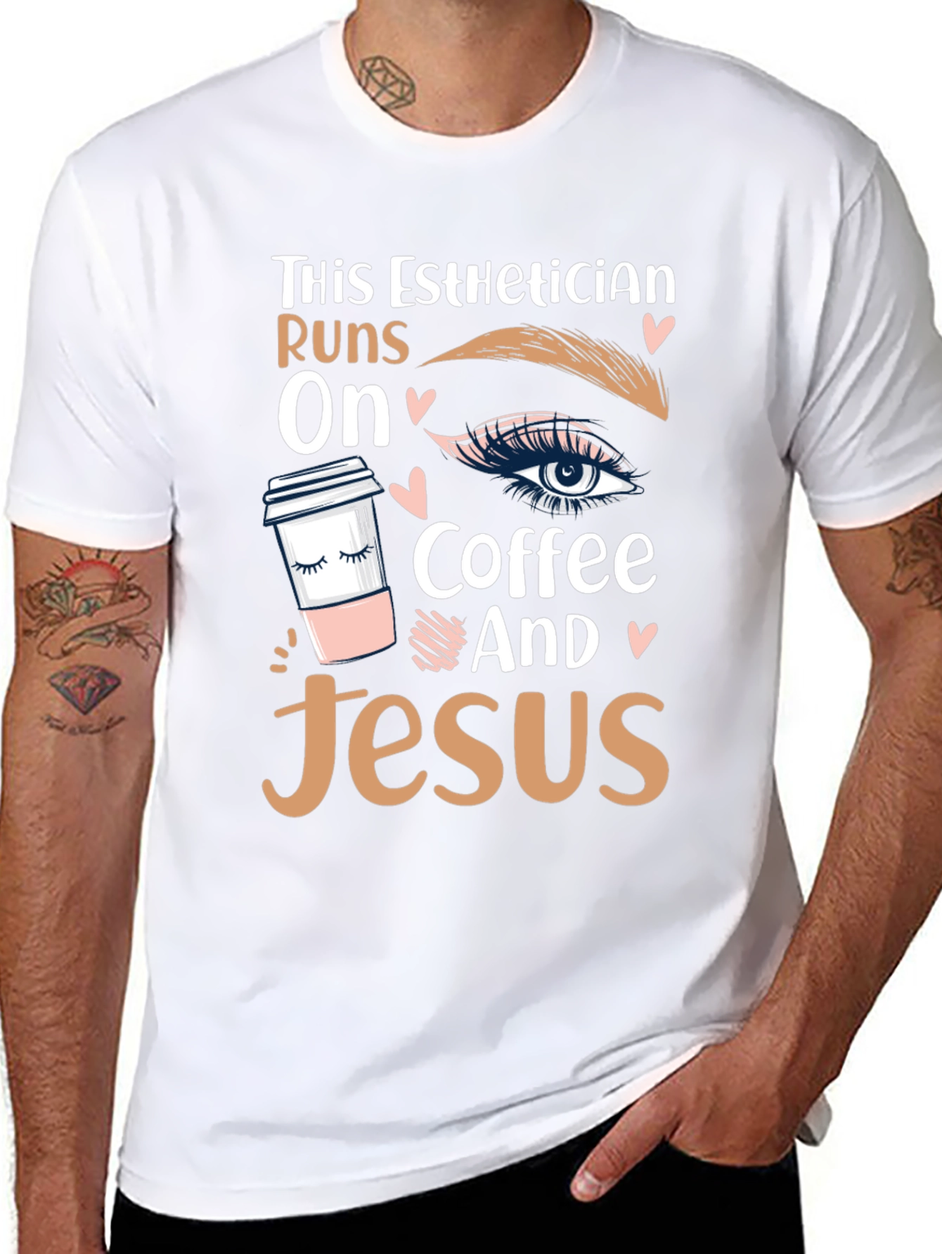 Esthetician Runs on Coffee and Jesus T-Shirt