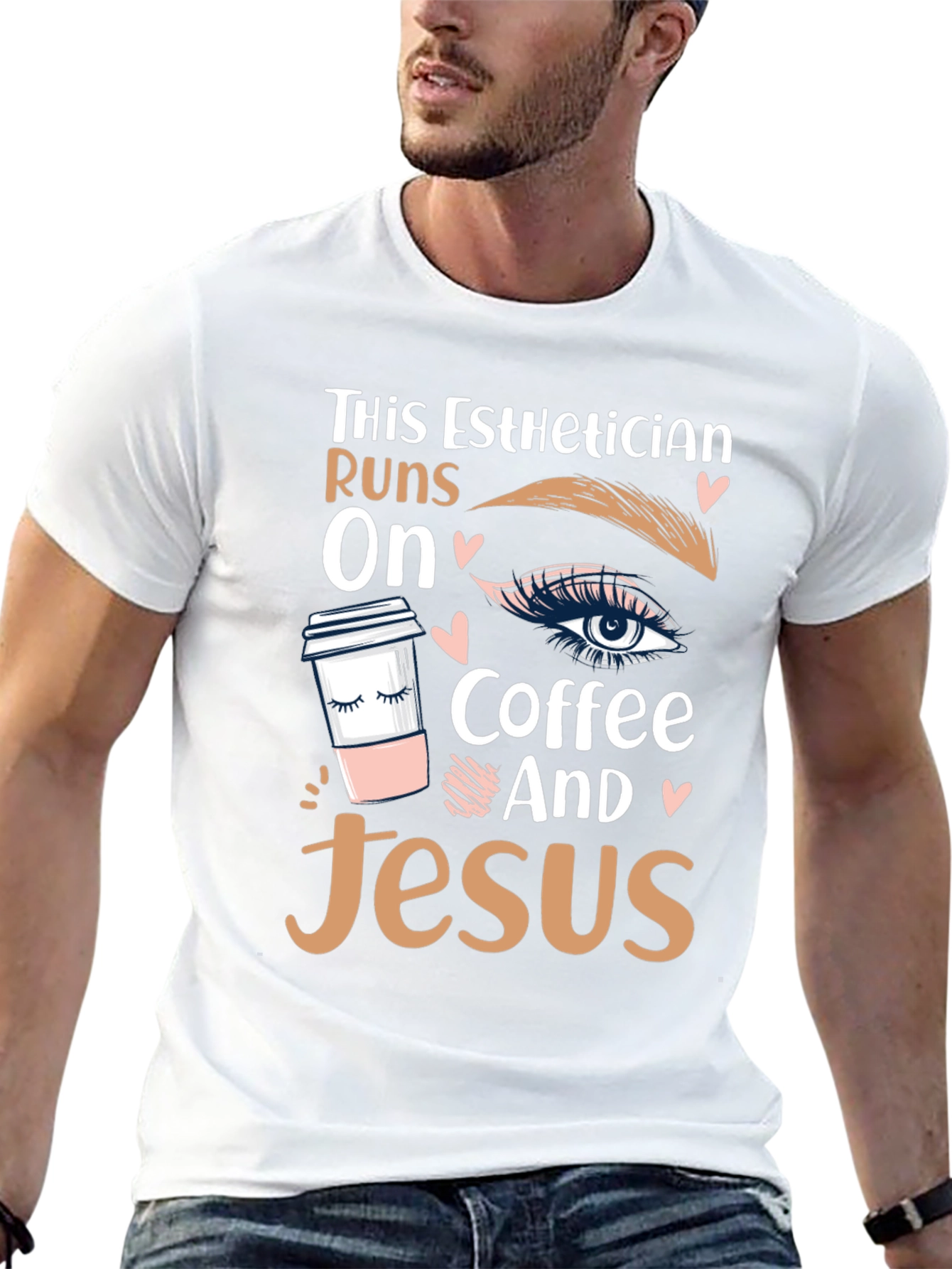 Esthetician Runs on Coffee and Jesus T-Shirt