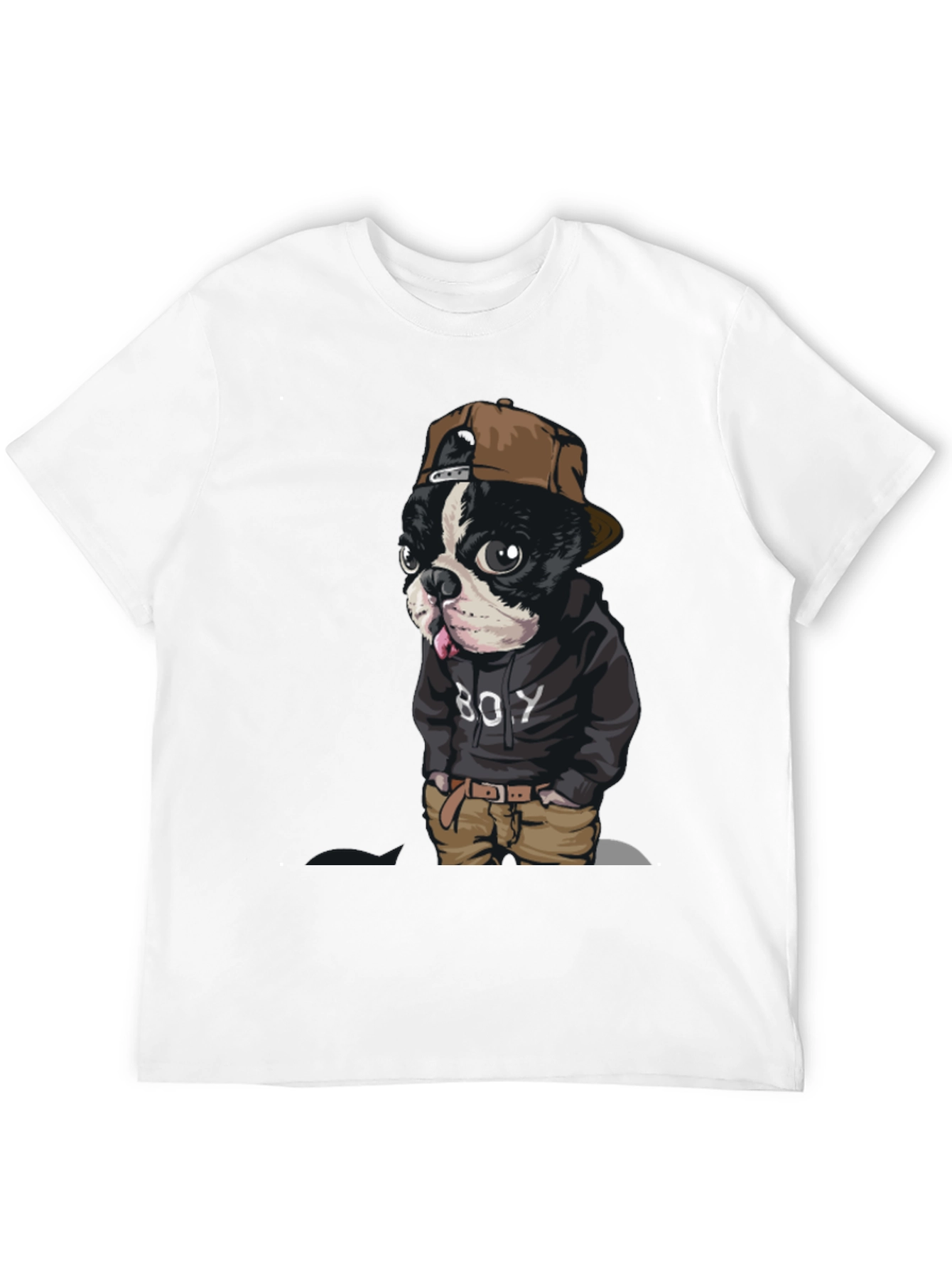 Dog Boy Graphic Print Black T-Shirt