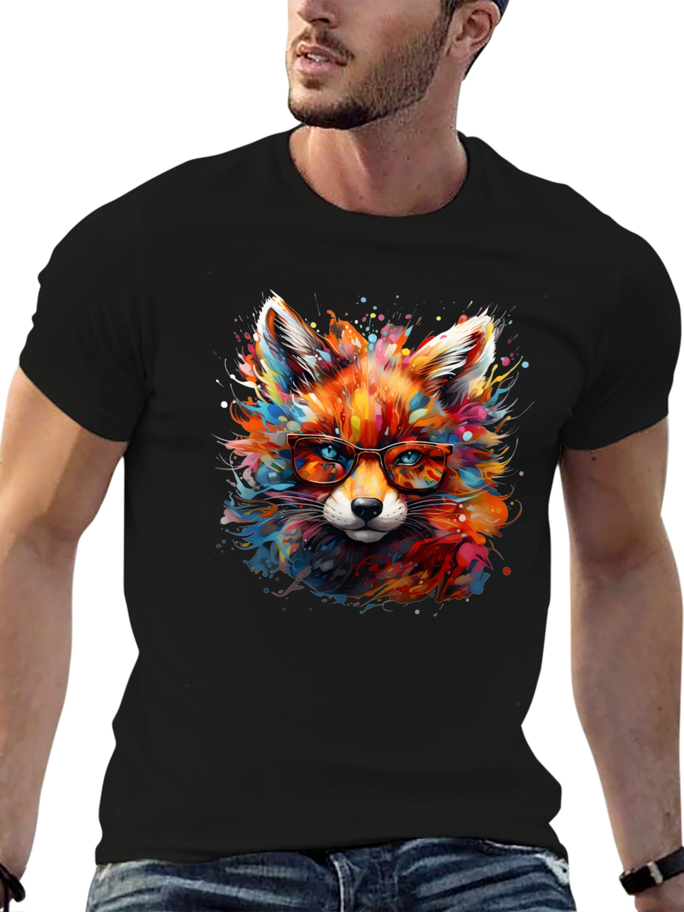Colorful Fox Art T-Shirt