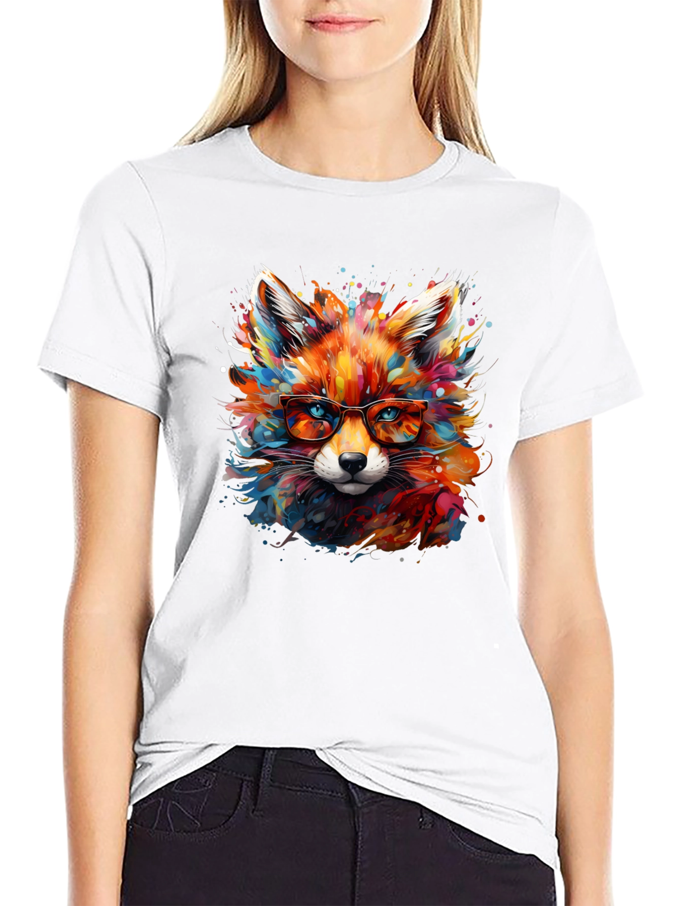 Colorful Fox Art T-Shirt