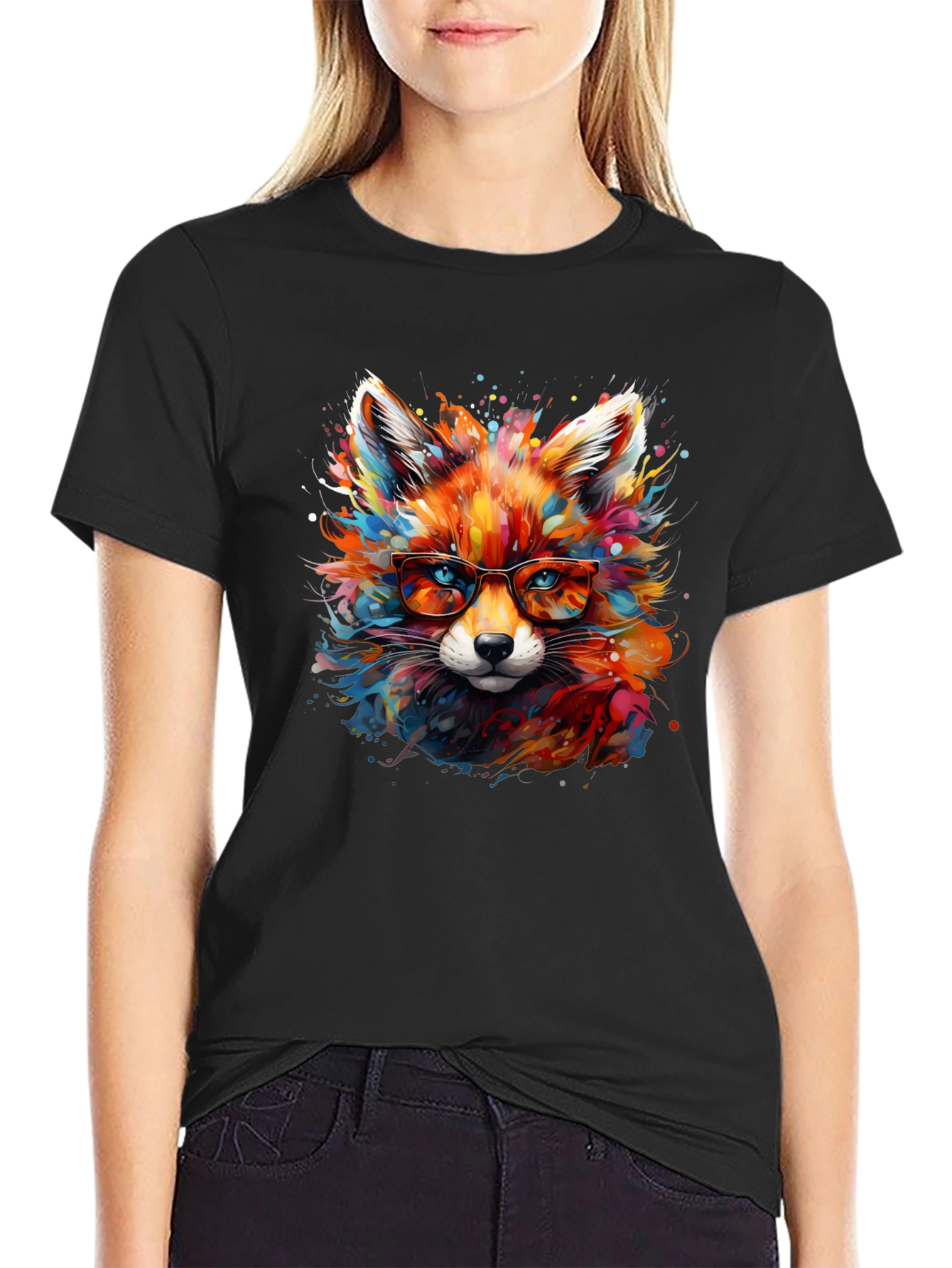 Colorful Fox Art T-Shirt