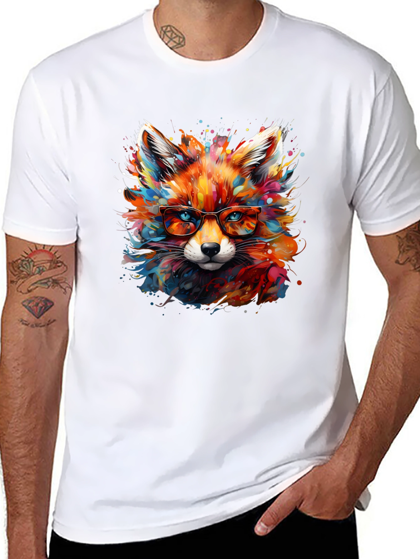 Colorful Fox Art T-Shirt