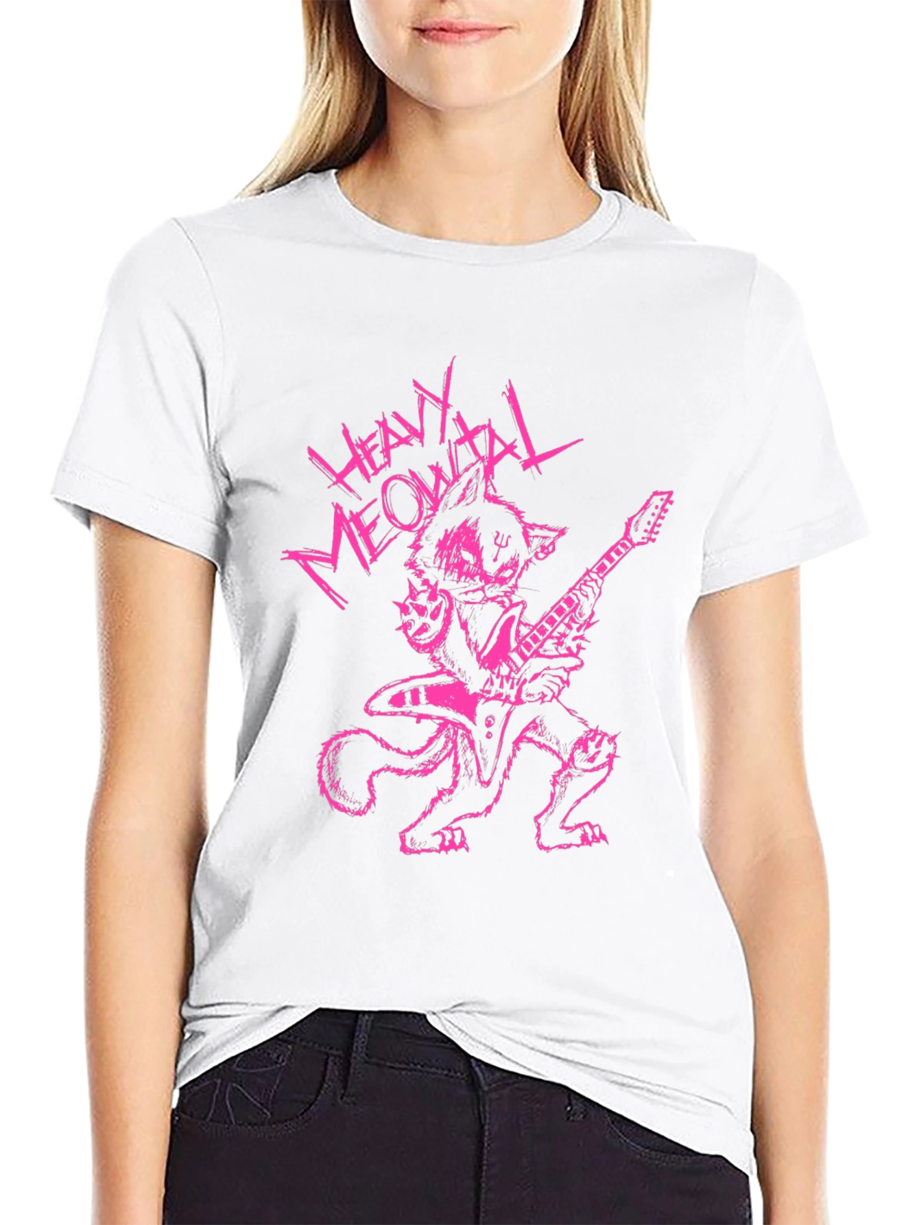 Heavy Meowtal T-Shirt - Rocker Cat Graphic Tee