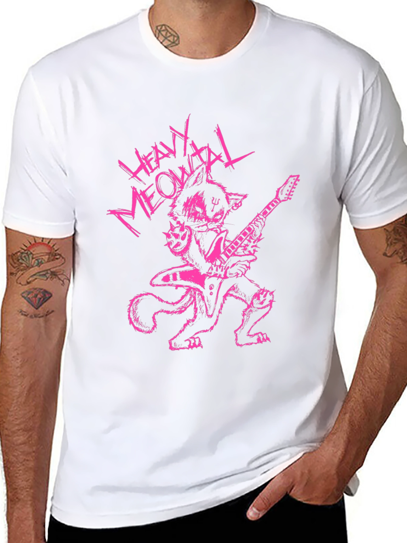 Heavy Meowtal T-Shirt - Rocker Cat Graphic Tee