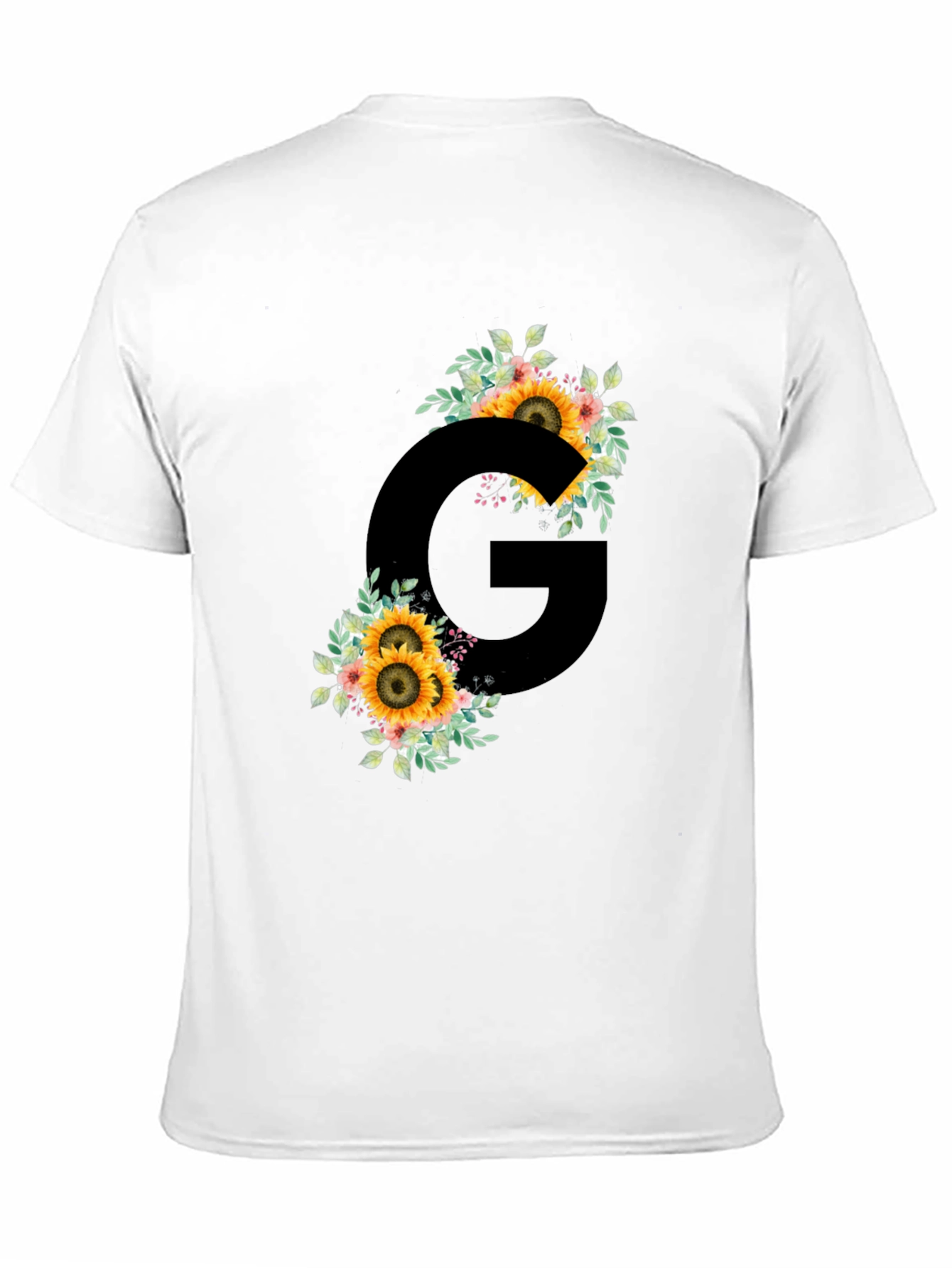 Floral Letter G Black T-Shirt