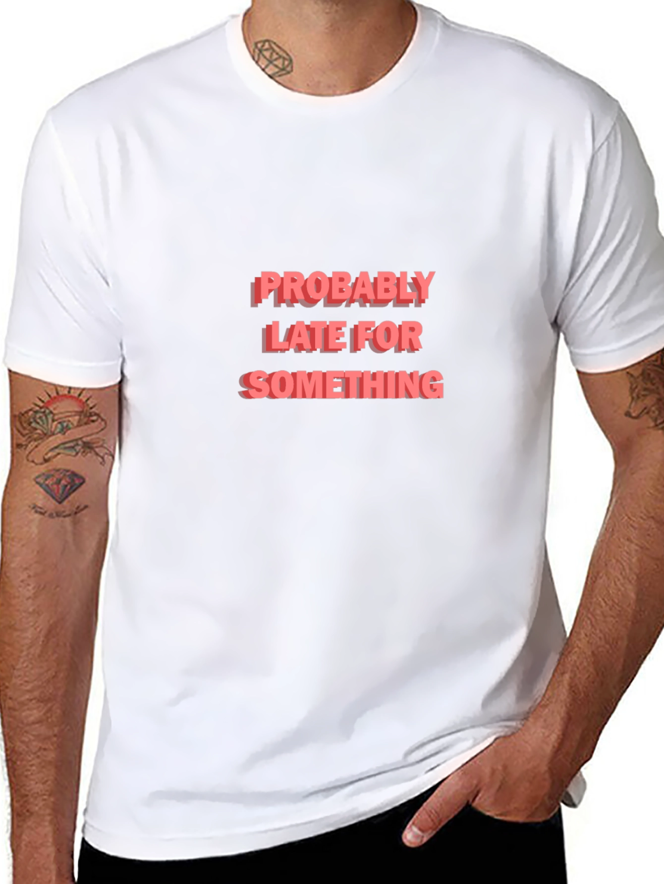 Funny Probably Late Black Graphic Tee