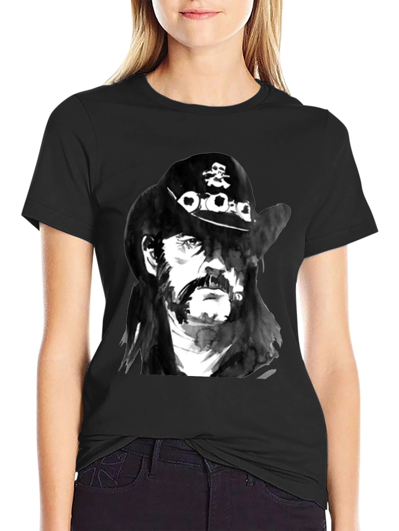 Lemmy Kilmister Graphic Print Black T-Shirt
