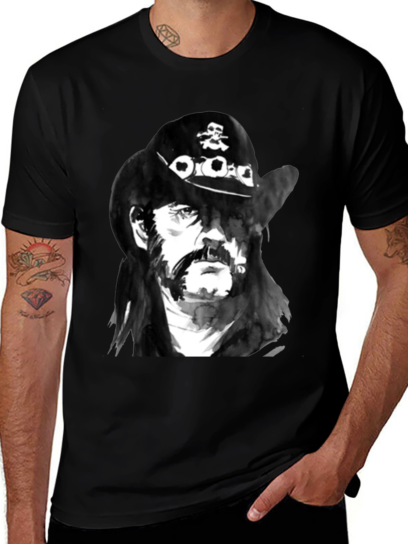 Lemmy Kilmister Graphic Print Black T-Shirt