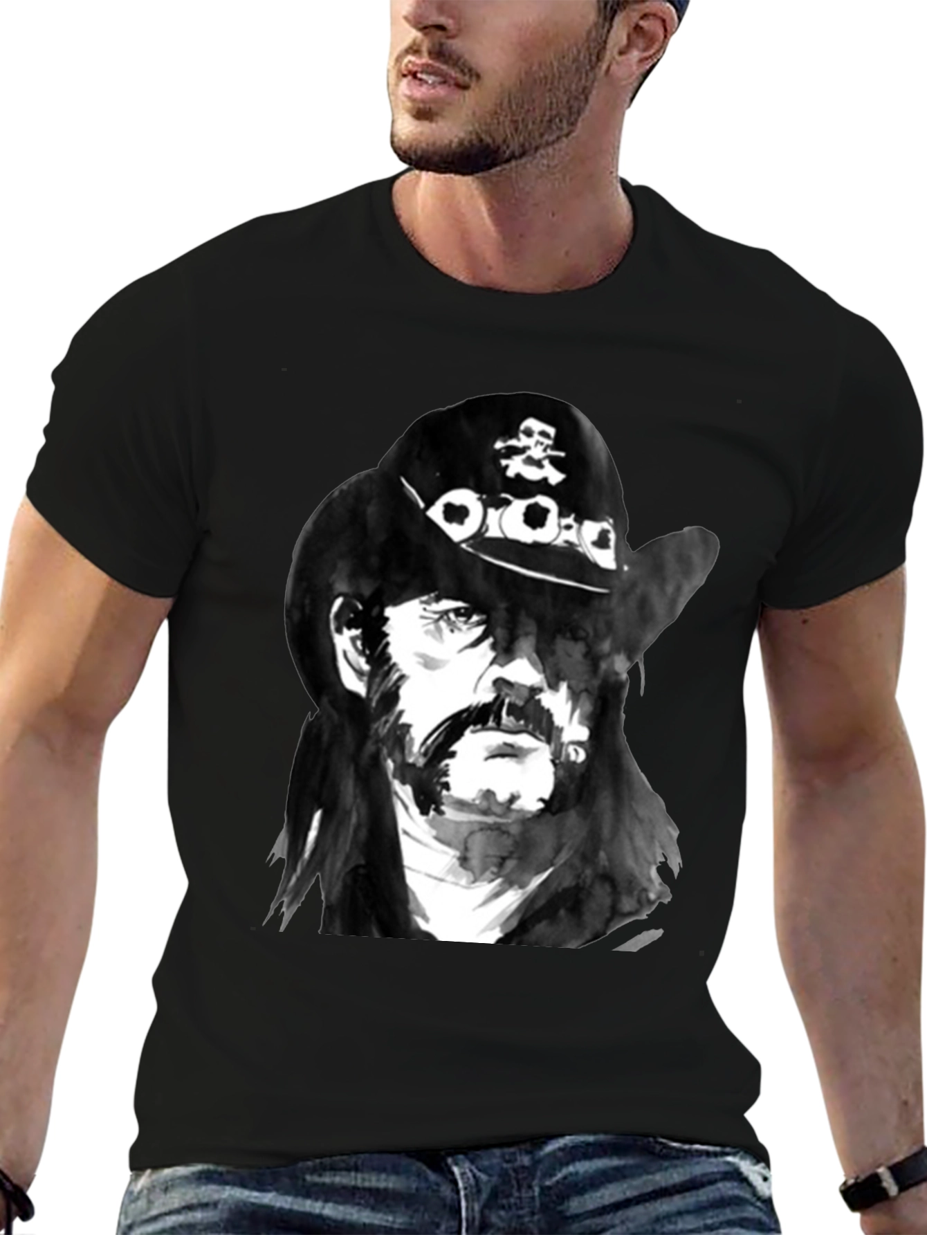 Lemmy Kilmister Graphic Print Black T-Shirt
