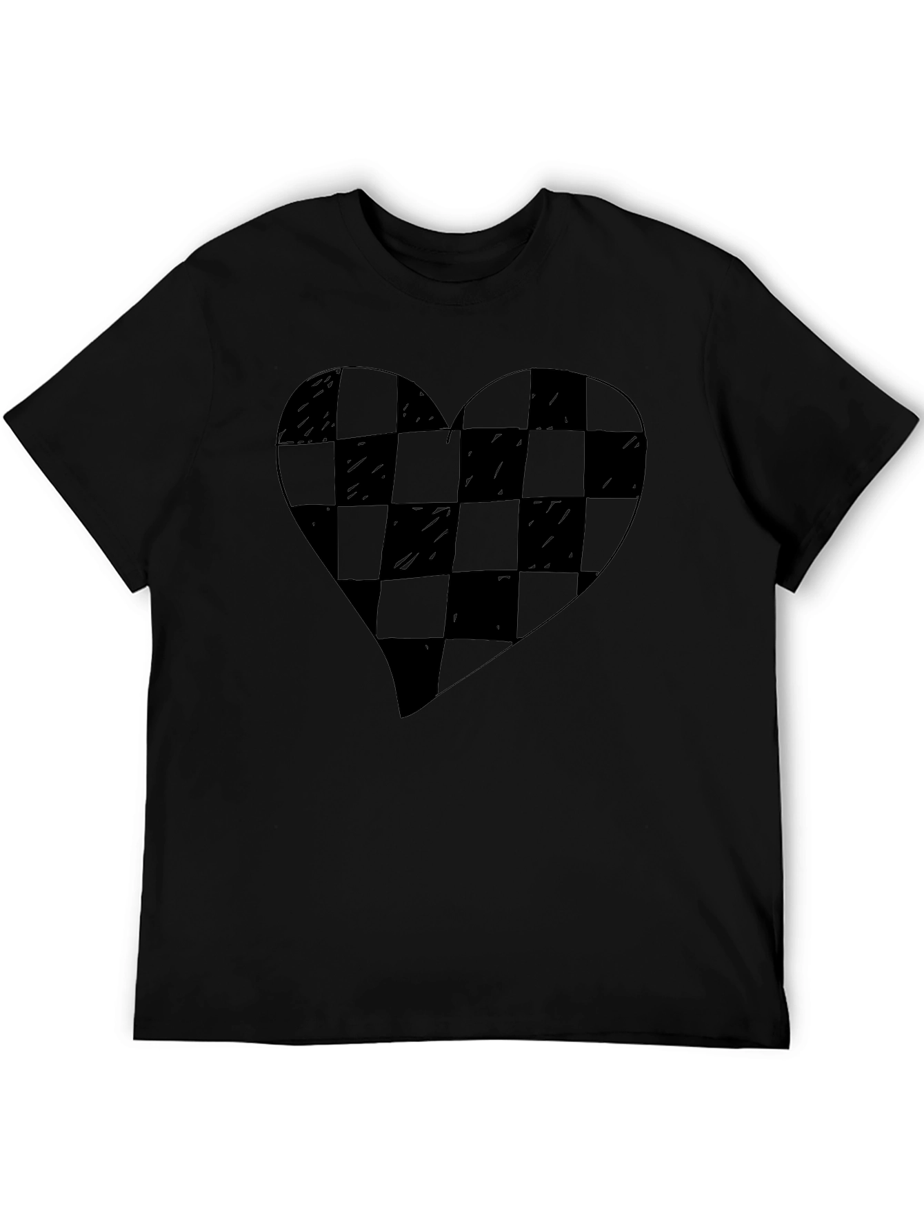 Checkered Heart Graphic Tee - Modern Style