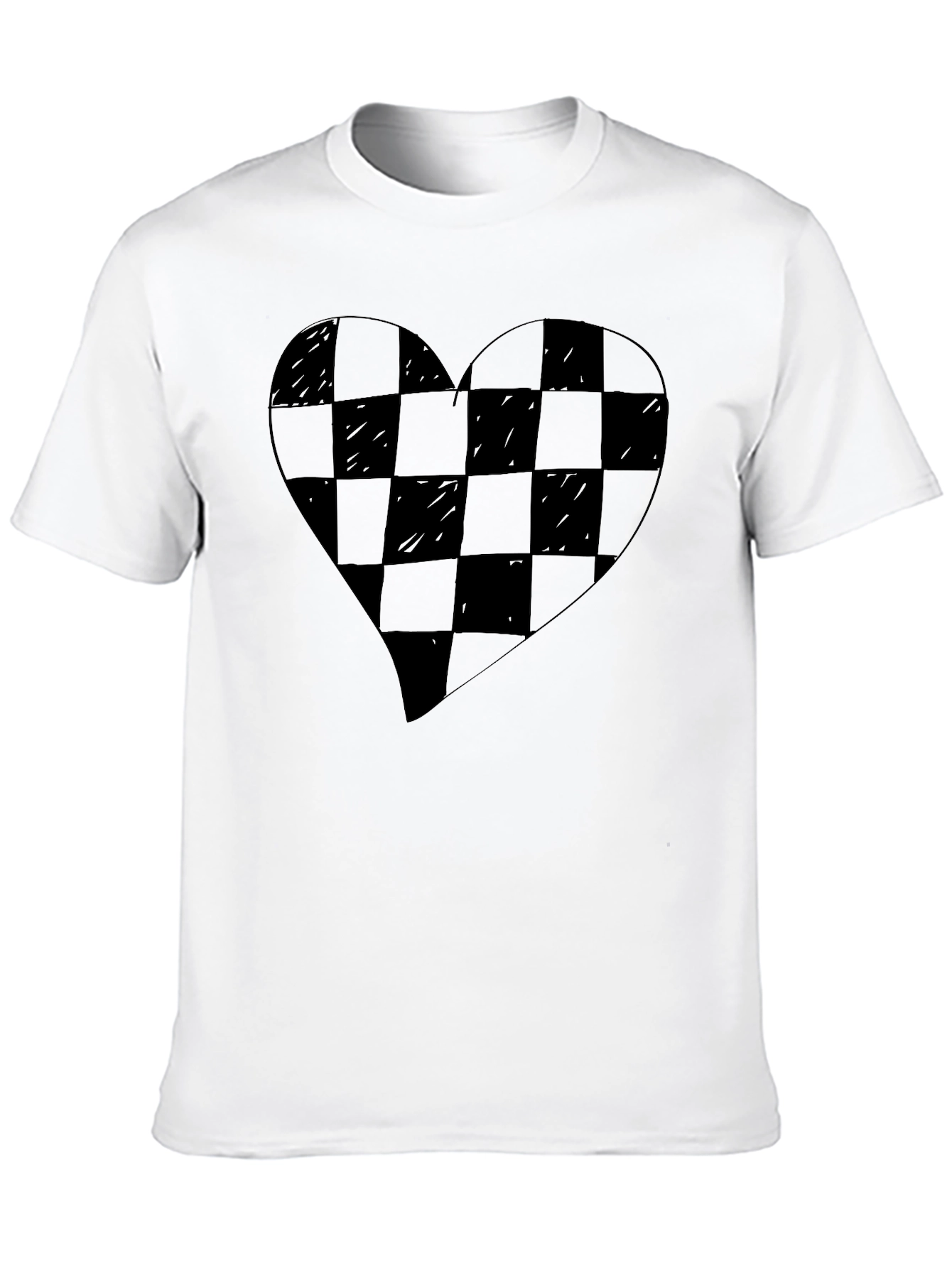 Checkered Heart Graphic Tee - Modern Style