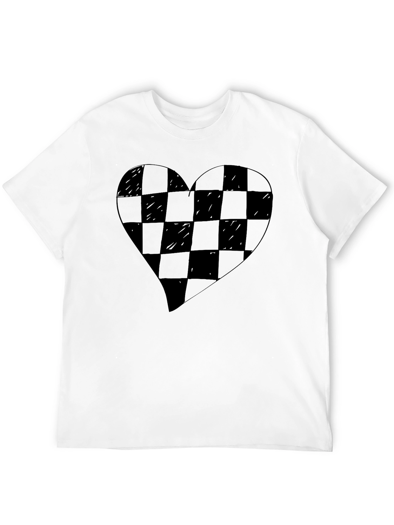 Checkered Heart Graphic Tee - Modern Style